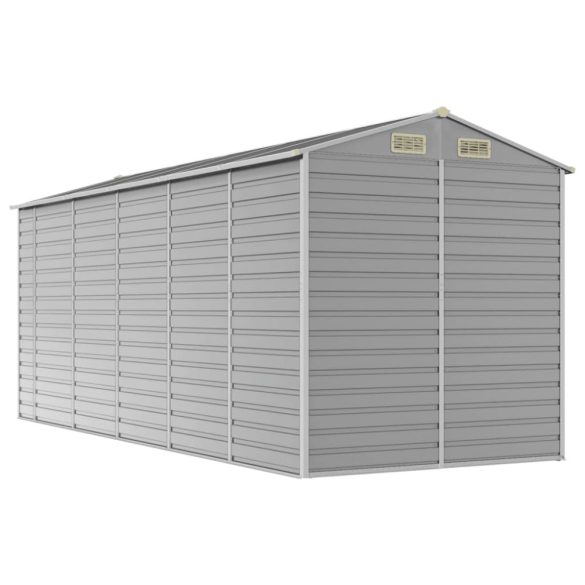 világosszürke horganyzott acél kerti fészer 191 x 470 x 198 cm