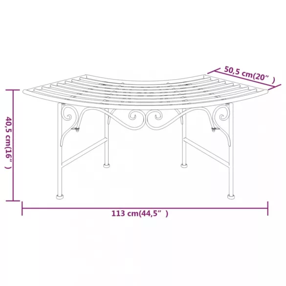 fekete acél fa körüli pad 113 cm