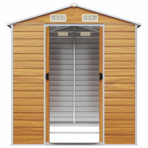 világosbarna horganyzott acél kerti fészer 191 x 215 x 198 cm