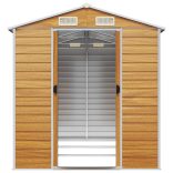 világosbarna horganyzott acél kerti fészer 191 x 300 x 198 cm