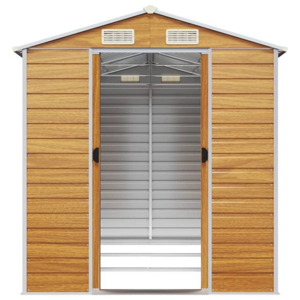 világosbarna horganyzott acél kerti fészer 191 x 300 x 198 cm