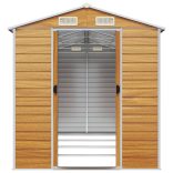 világosbarna horganyzott acél kerti fészer 191 x 385 x 198 cm