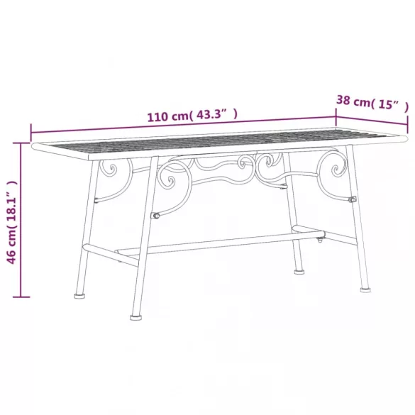 fekete acél fa körüli pad 110 cm