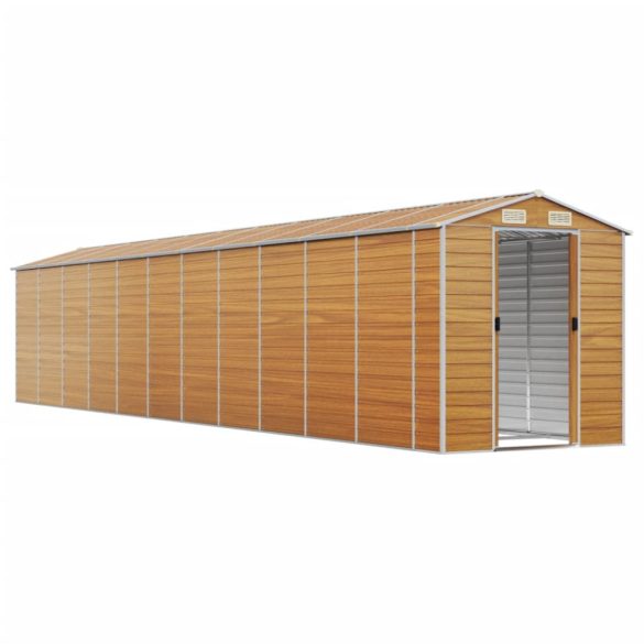 világosbarna horganyzott acél kerti fészer 191 x 980 x 198 cm