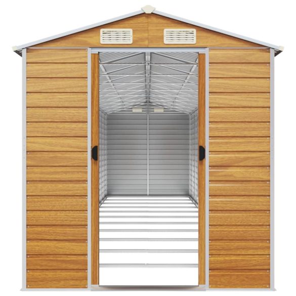 világosbarna horganyzott acél kerti fészer 191 x 980 x 198 cm