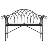 kétszemélyes fekete acél kerti pad 128 cm