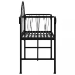 kétszemélyes fekete acél kerti pad 128 cm