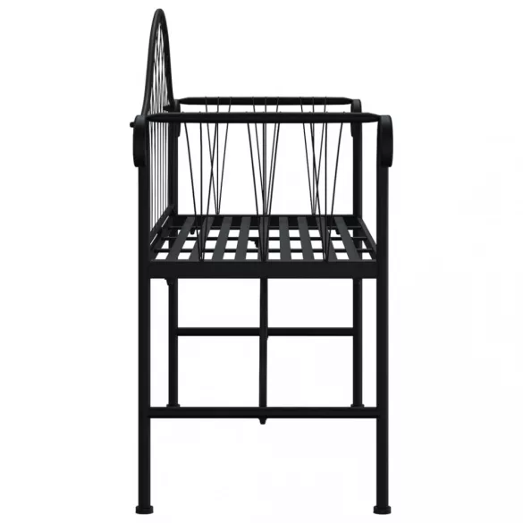 kétszemélyes fekete acél kerti pad 128 cm