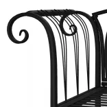 kétszemélyes fekete acél kerti pad 128 cm