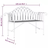 kétszemélyes fekete acél kerti pad 128 cm