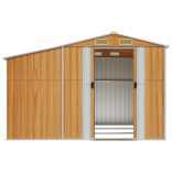 világosbarna horganyzott acél kerti fészer 277 x 279 x 179 cm