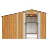 világosbarna horganyzott acél kerti fészer 277 x 365,5 x 179 cm