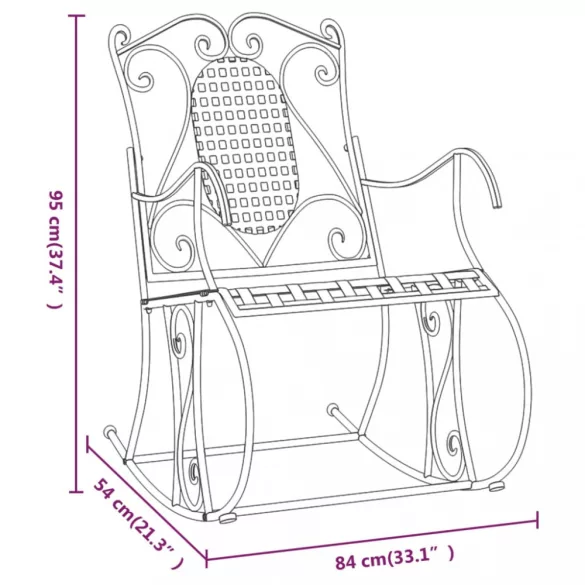 fekete acél hintapad 84 cm
