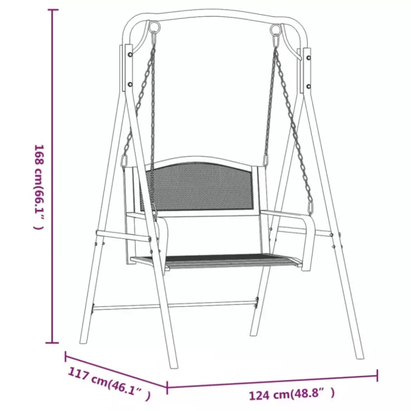 fekete acél hintapad 124 cm