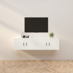 2 db fehér falra szerelhető TV-szekrény 80 x 34,5 x 40 cm