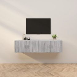   2 db szürke sonoma falra szerelhető TV-szekrény 80x34,5x40 cm