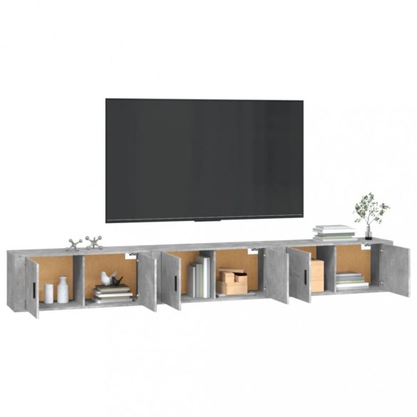 3 db betonszürke fali TV-szekrény 100 x 34,5 x 40 cm