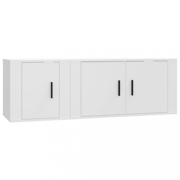 2 részes fehér szerelt fa TV-szekrényszett