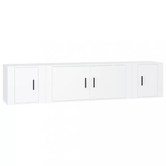 3 részes fehér szerelt fa TV-szekrényszett