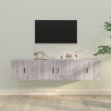 3 részes szürke sonoma színű szerelt fa TV-szekrényszett