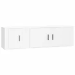 2 részes fehér szerelt fa TV-szekrényszett