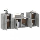 3 részes betonszürke szerelt fa TV-szekrényszett