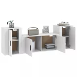 3 részes fehér szerelt fa TV-szekrényszett