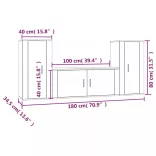 3 részes fehér szerelt fa TV-szekrényszett