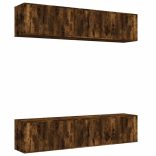 6 részes füstös tölgy színű szerelt fa TV-szekrényszett