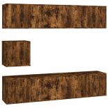 7 részes füstös tölgy színű szerelt fa TV-szekrényszett