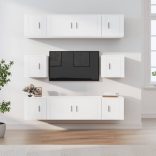 8 részes fehér szerelt fa TV-szekrényszett