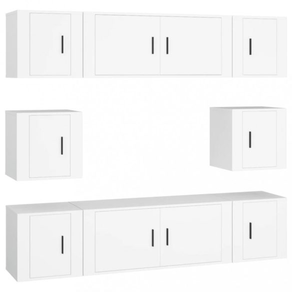 8 részes fehér szerelt fa TV-szekrényszett