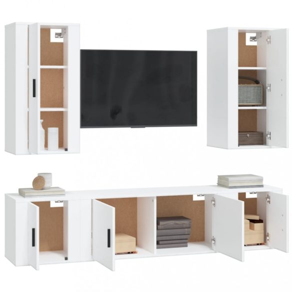 5 részes fehér szerelt fa TV-szekrényszett