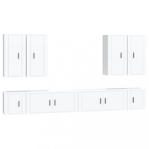 8 részes fehér szerelt fa TV-szekrényszett