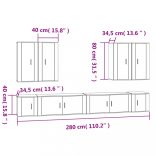 8 részes fehér szerelt fa TV-szekrényszett