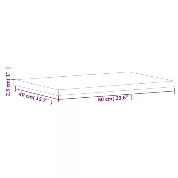 tömör bükkfa téglalap alakú asztallap 60x40x2,5 cm
