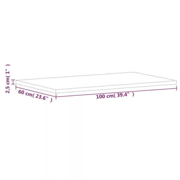 tömör bükkfa téglalap alakú asztallap 100x60x2,5 cm