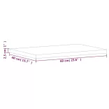 tömör bükkfa téglalap alakú asztallap 60x40x2,5 cm