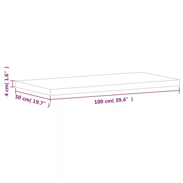 tömör bükkfa téglalap alakú asztallap 100x50x4 cm