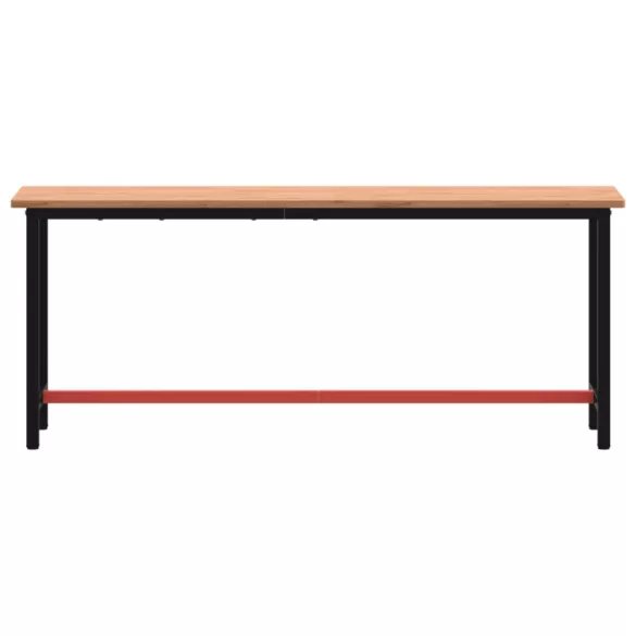 tömör bükkfa és fém munkaasztallap 200x55x81,5 cm