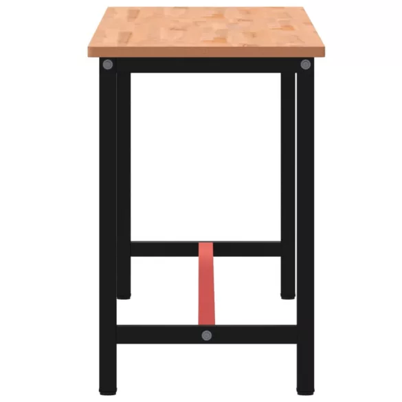 tömör bükkfa és fém munkaasztallap 200x55x81,5 cm