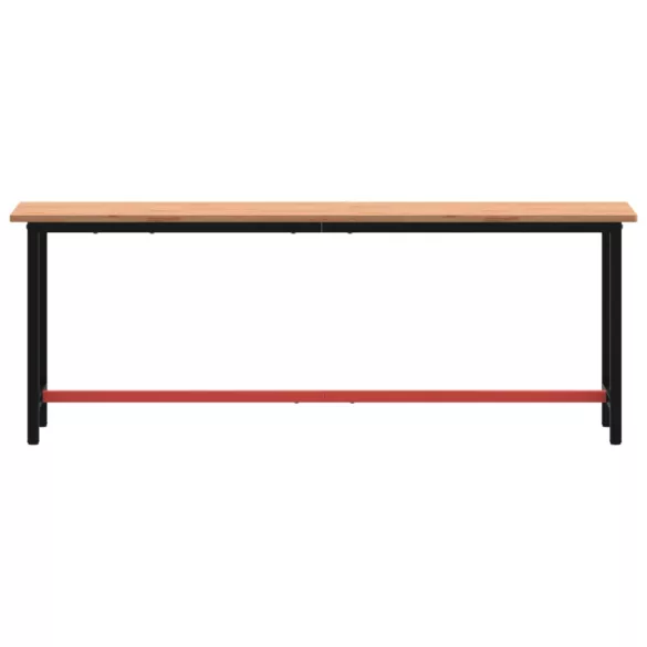 tömör bükkfa és fém munkaasztallap 220x55x81,5 cm
