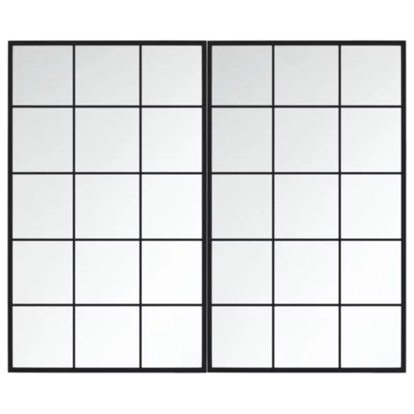2 db fekete fém fali tükör 100x60 cm