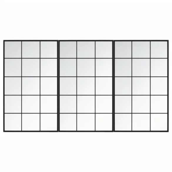 3 db fekete fém fali tükör 100x60 cm