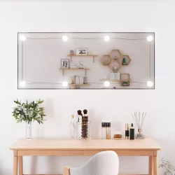   téglalap alakú üveg falitükör LED fényekkel 40 x 100 cm