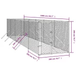 ezüstszínű kültéri horganyzott acél kutyakennel 2 x 10 x 2 m