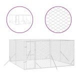 ezüstszínű kültéri horganyzott acél kutyakennel 4x4x2 m