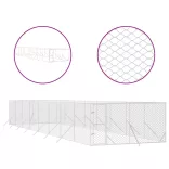 ezüstszínű kültéri horganyzott acél kutyakennel 4 x 16 x 2 m