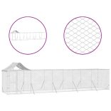 ezüstszínű horganyzott acél kutyakennel tetővel 10x2x2,5 m