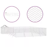 ezüstszínű horganyzott acél kutyakennel tetővel 10x8x2,5 m